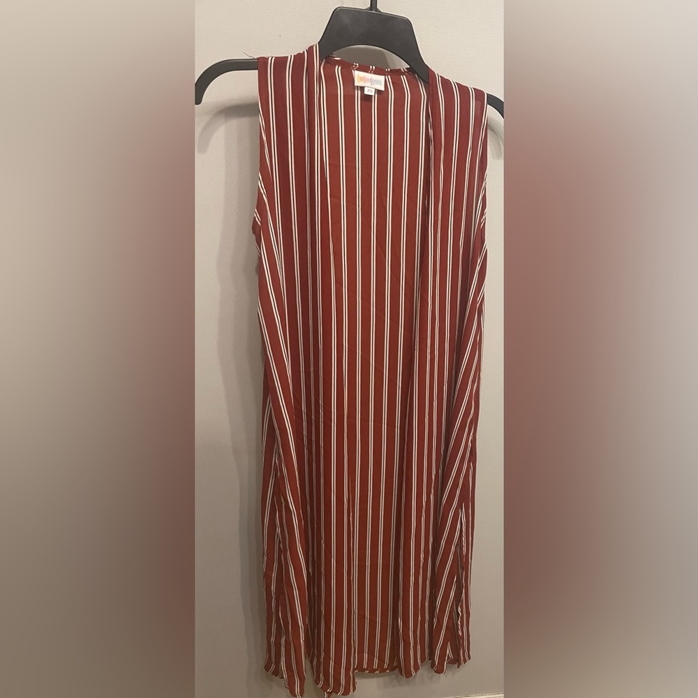 Striped Sleeveless Cardigan - Red and White